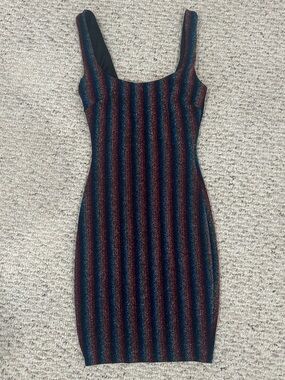 Fashion Nova Multicolor Glitter Stripe Bodycon Mini Dress